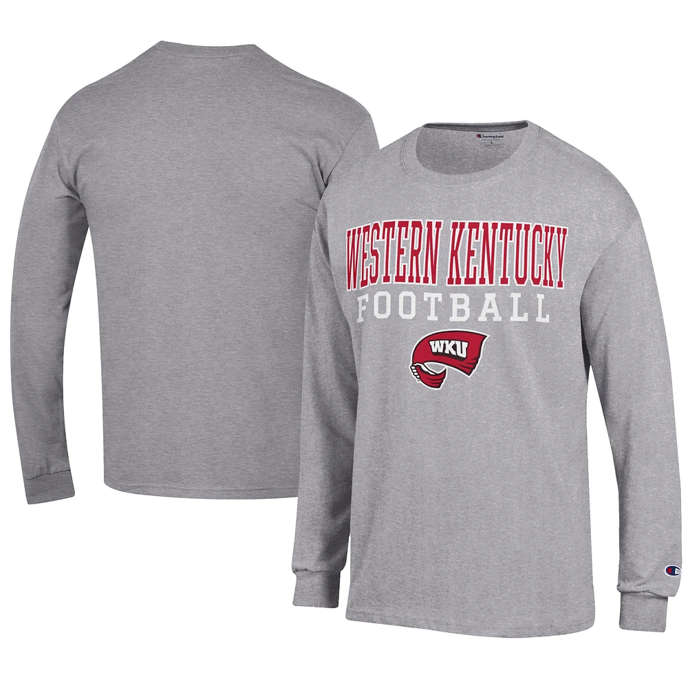 Men's Champion Gray Western Kentucky Hilltoppers Football Jersey Long Sleeve T-Shirt
