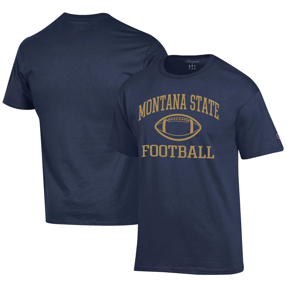 Men's Champion Navy Montana State Bobcats Football Jersey T-Shirt