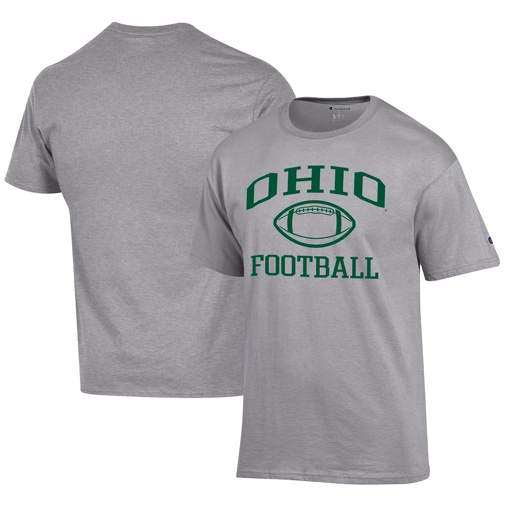 Men's Champion Gray Ohio Bobcats Football Jersey T-Shirt