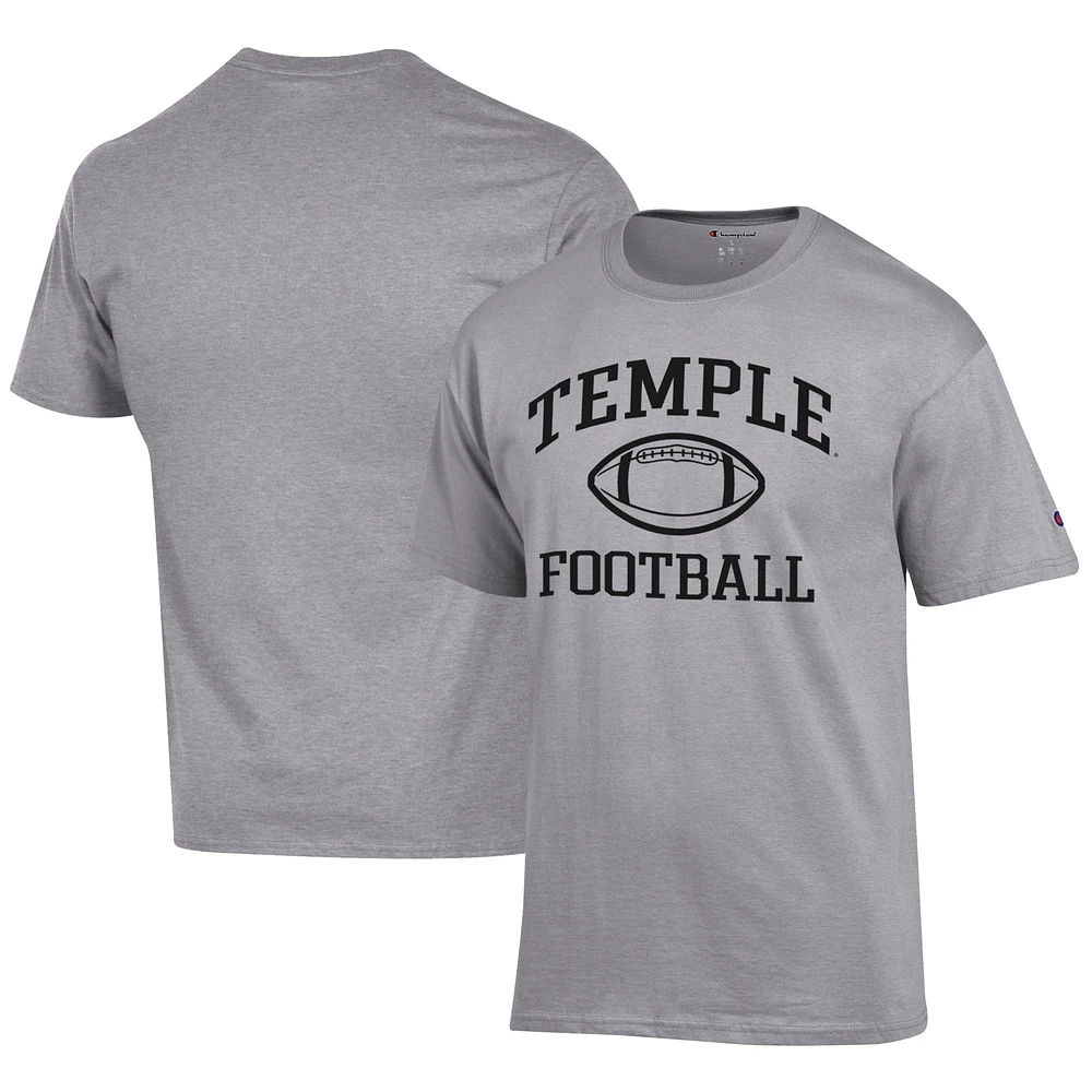 Men's Champion Gray Temple Owls Football Jersey T-Shirt