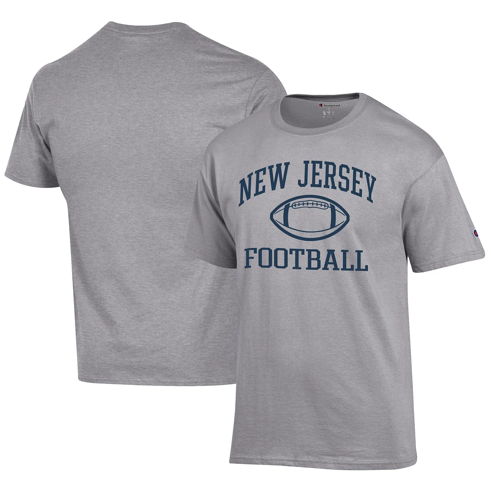Men's Champion Gray College of New Jersey Lions Football T-Shirt