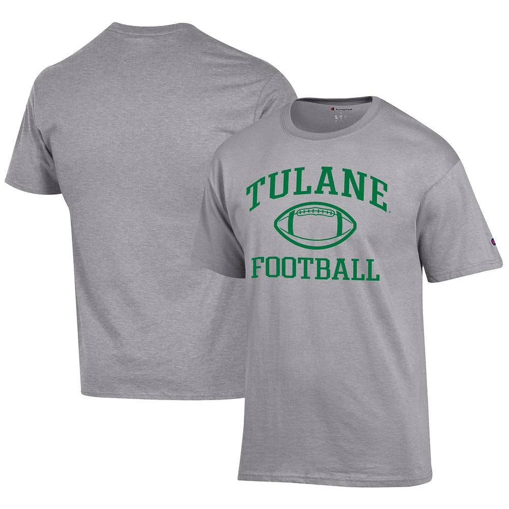 Men's Champion Gray Tulane Green Wave Football Jersey T-Shirt