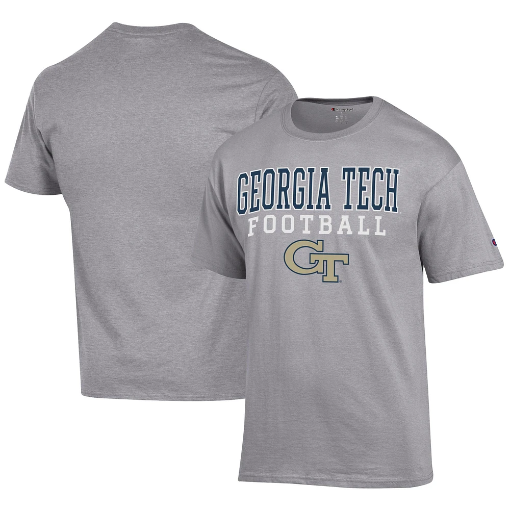 Men's Champion Gray Georgia Tech Yellow Jackets Football Jersey T-Shirt