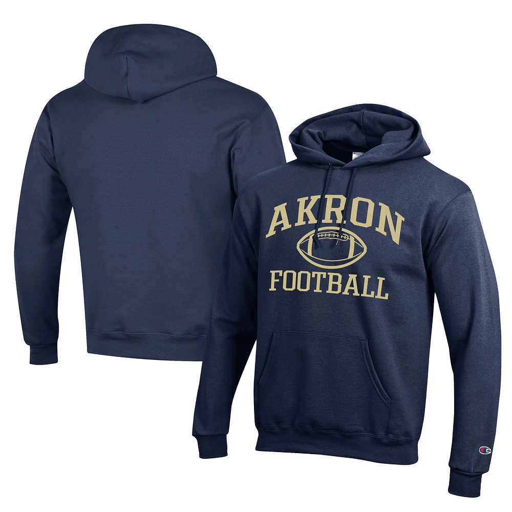 Men's Champion Navy Akron Zips Football Eco Powerblend Pullover Hoodie