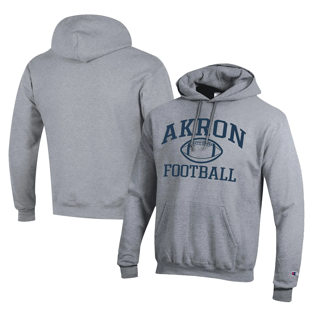 Men's Champion Gray Akron Zips Football Eco Powerblend Pullover Hoodie