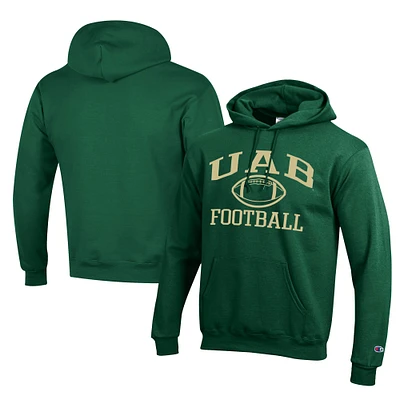 Men's Champion Green UAB Blazers Football Eco Powerblend Pullover Hoodie