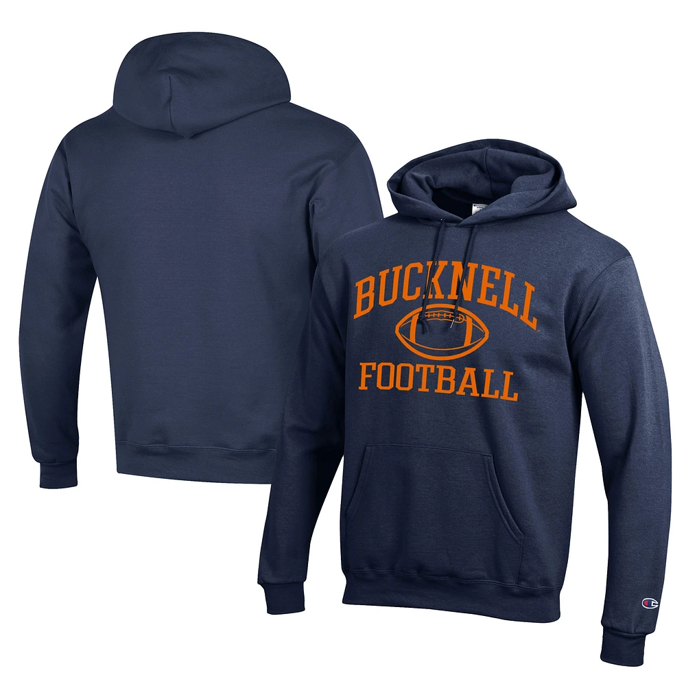 Men's Champion Navy Bucknell Bison Football Eco Powerblend Pullover Hoodie