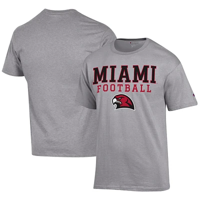 Men's Champion Gray Miami University RedHawks Football Jersey T-Shirt