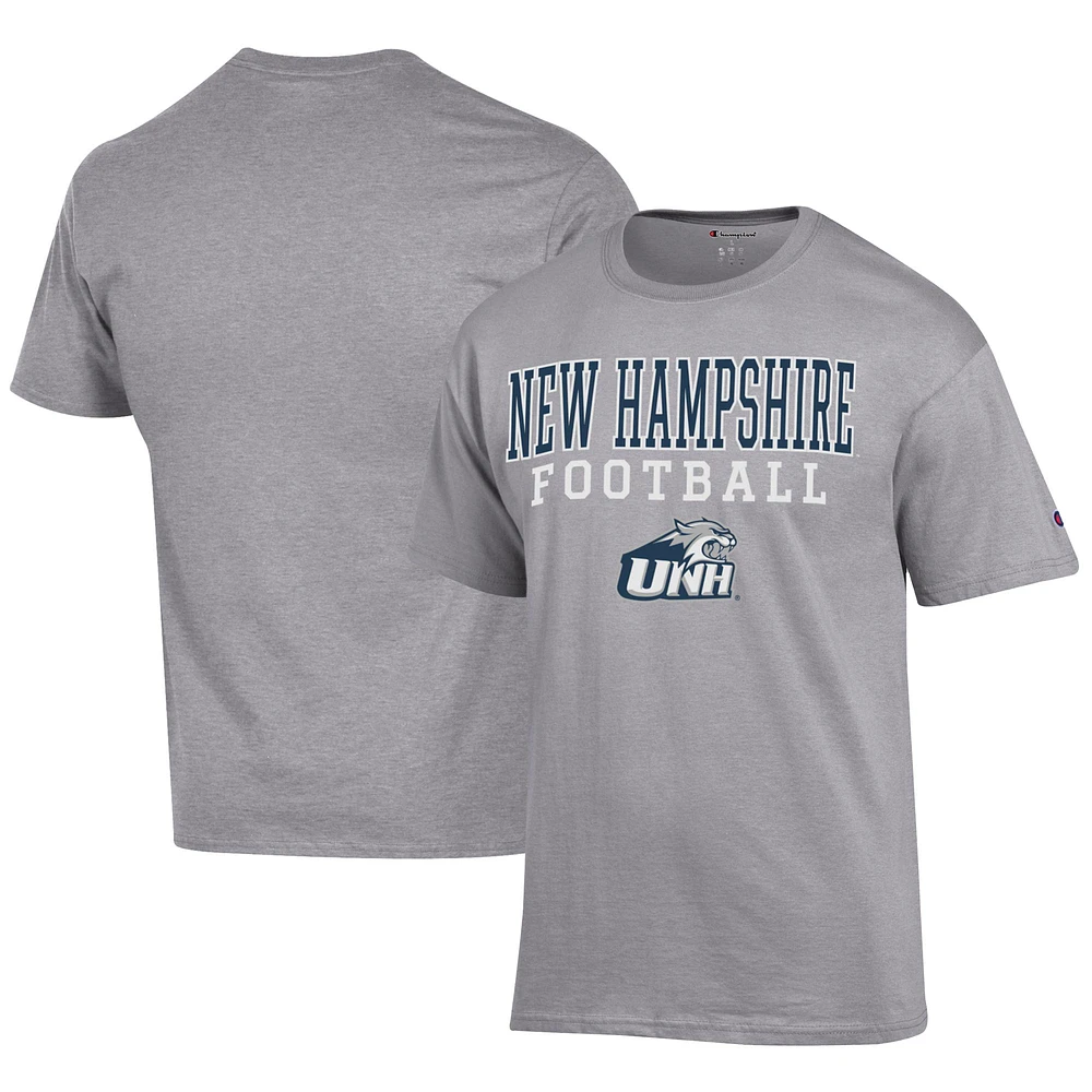 Men's Champion Gray New Hampshire Wildcats Football Jersey T-Shirt