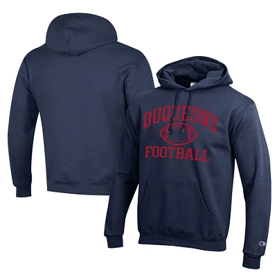 Men's Champion Navy Duquesne Dukes Football Eco Powerblend Pullover Hoodie