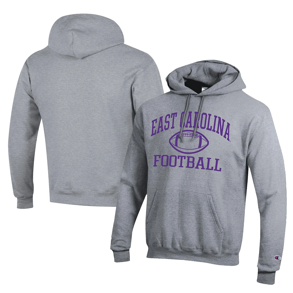 Men's Champion Gray ECU Pirates Football Eco Powerblend Pullover Hoodie