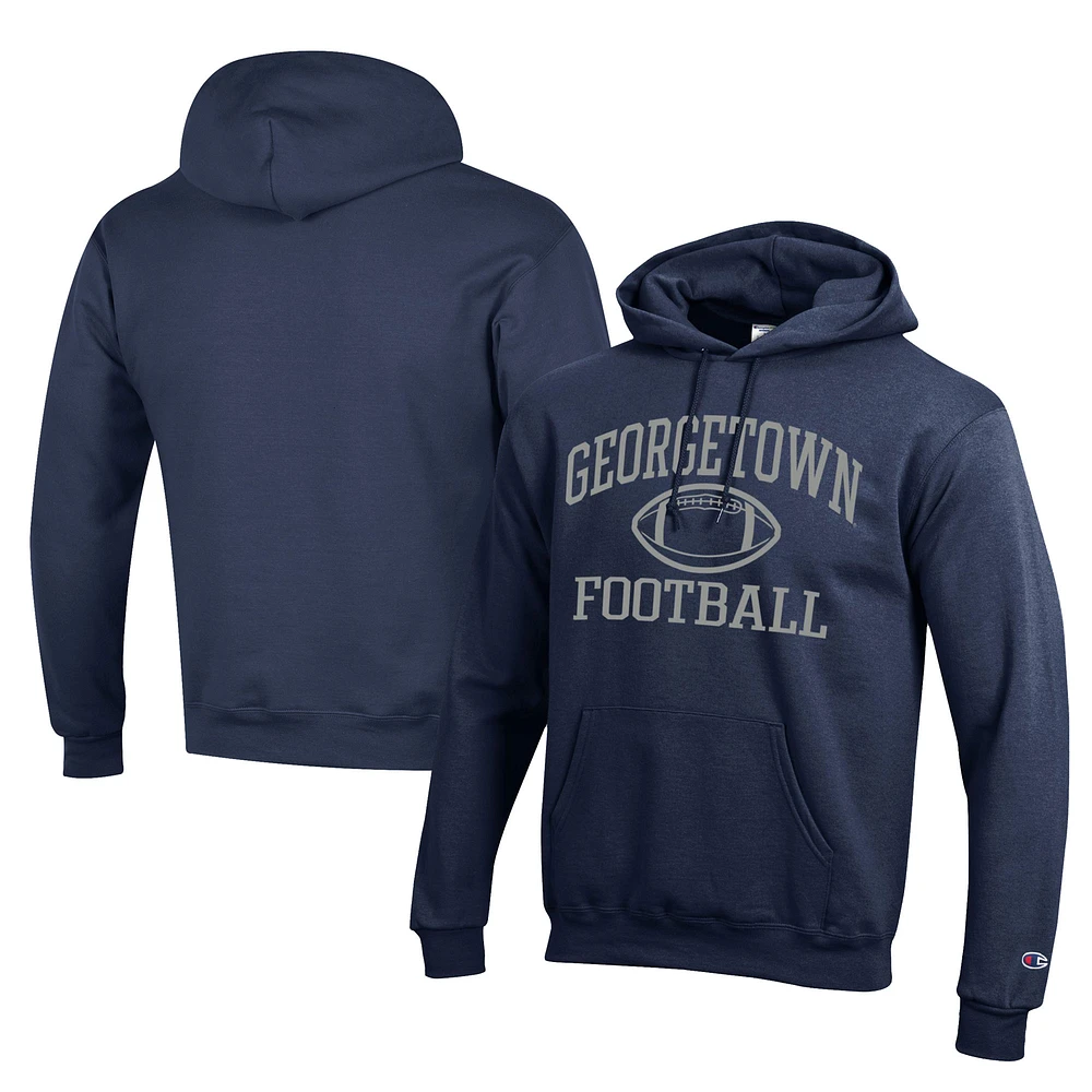 Men's Champion Navy Georgetown Hoyas Football Eco Powerblend Pullover Hoodie