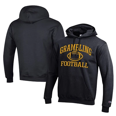 Men's Champion Black Grambling Tigers Football Eco Powerblend Pullover Hoodie