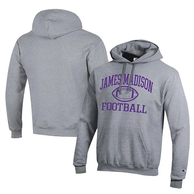 Men's Champion Gray James Madison Dukes Football Eco Powerblend Pullover Hoodie