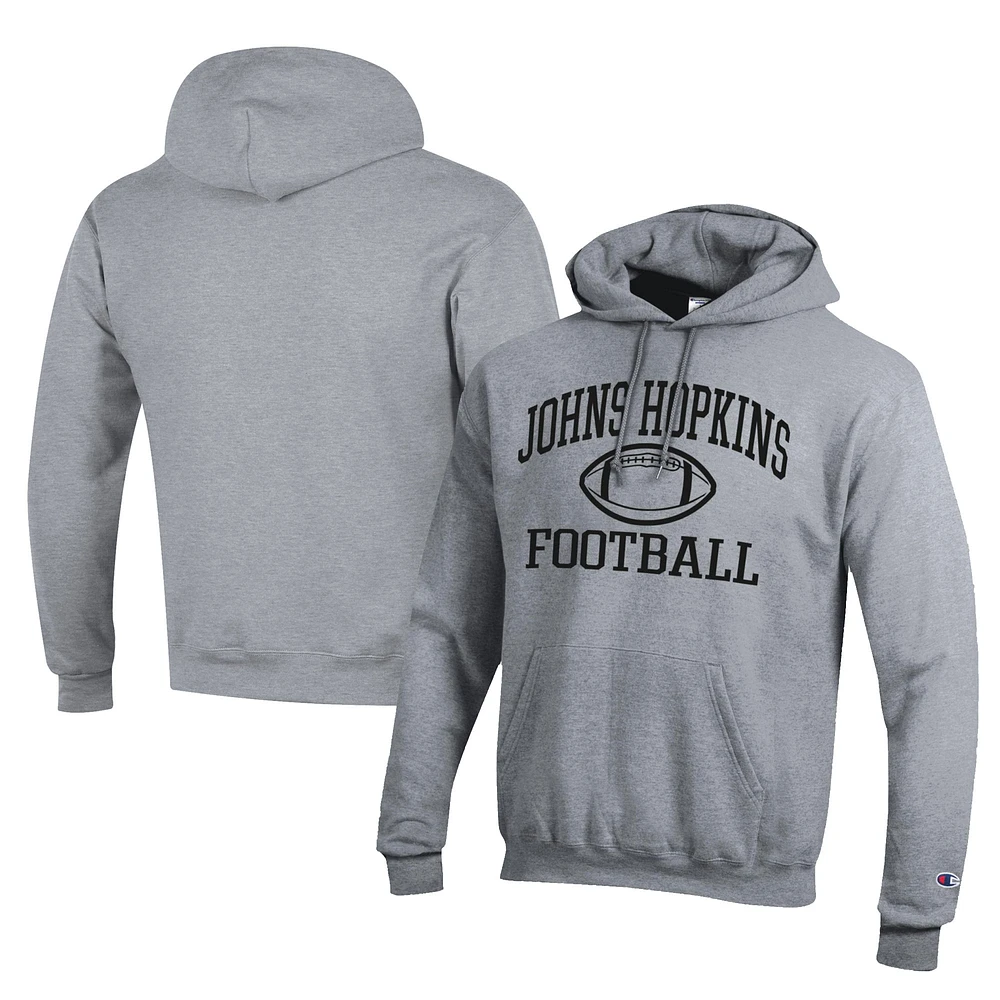 Men's Champion Gray Johns Hopkins Blue Jays Football Eco Powerblend Pullover Hoodie