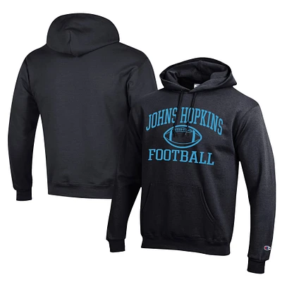 Men's Champion Black Johns Hopkins Blue Jays Football Eco Powerblend Pullover Hoodie