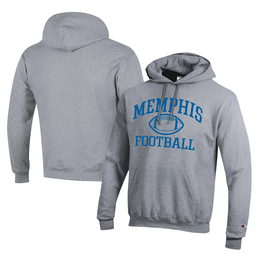 Men's Champion Gray Memphis Tigers Football Eco Powerblend Pullover Hoodie