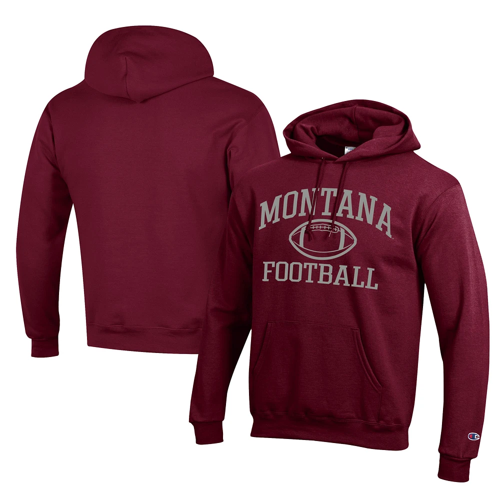 Men's Champion Maroon Montana Grizzlies Football Eco Powerblend Pullover Hoodie