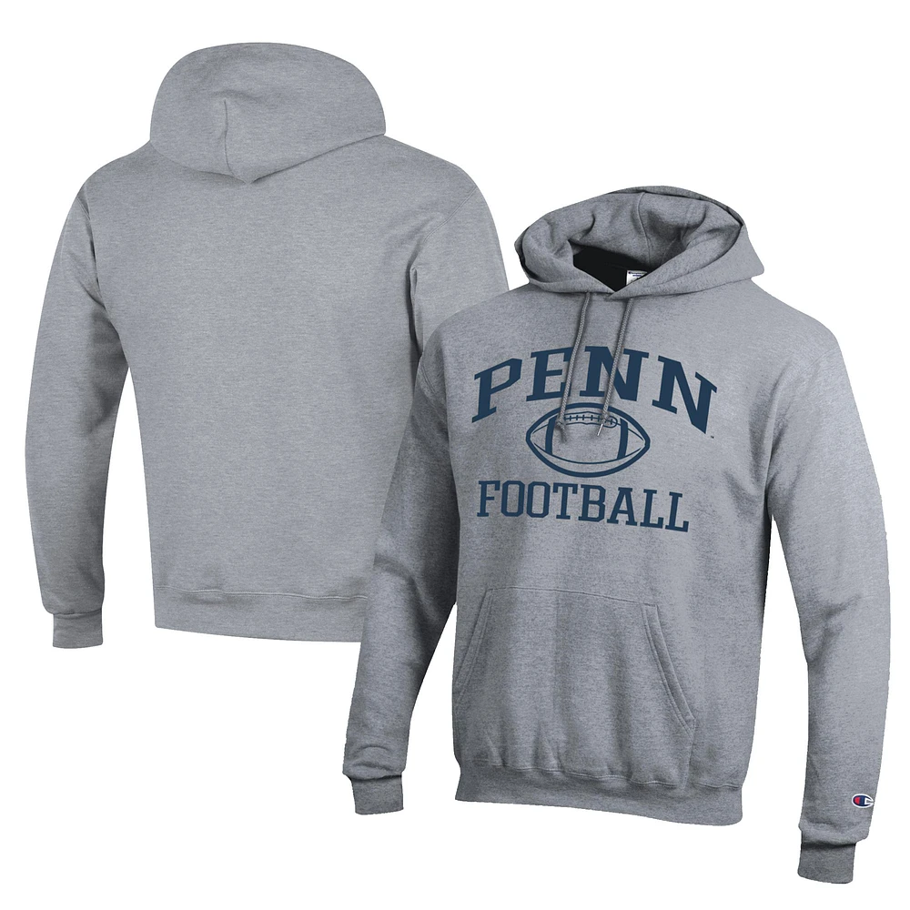 Men's Champion Gray Pennsylvania Quakers Football Eco Powerblend Pullover Hoodie