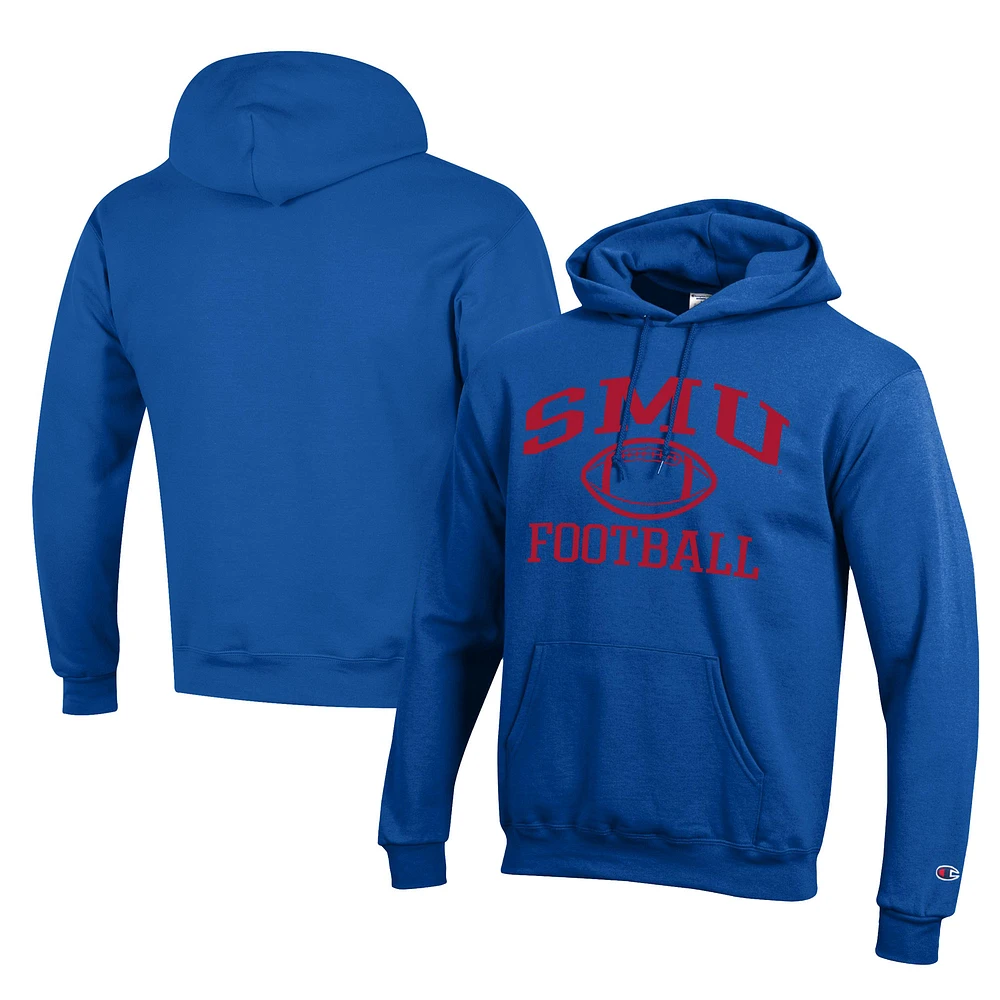 Men's Champion Royal SMU Mustangs Football Eco Powerblend Pullover Hoodie