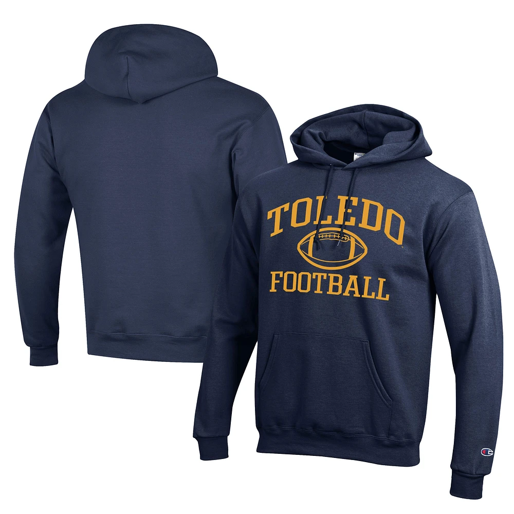 Men's Champion Navy Toledo Rockets Football Eco Powerblend Pullover Hoodie
