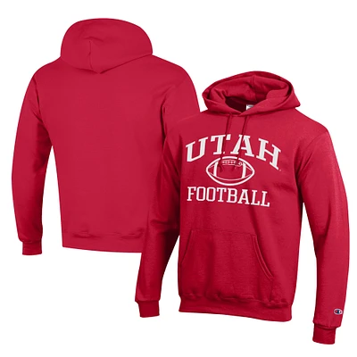 Men's Champion Red Utah Utes Football Eco Powerblend Pullover Hoodie