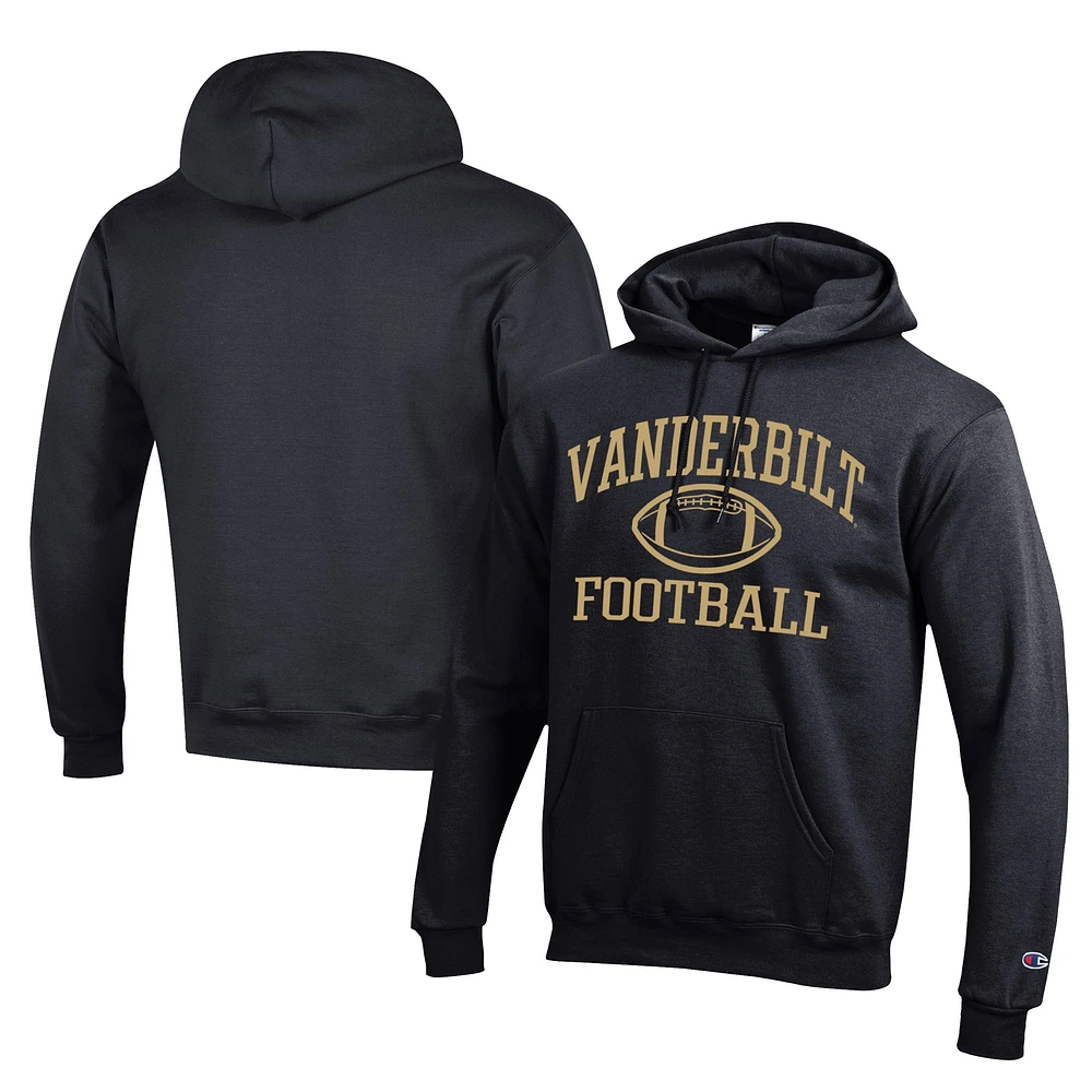 Men's Champion Black Vanderbilt Commodores Football Eco Powerblend Pullover Hoodie