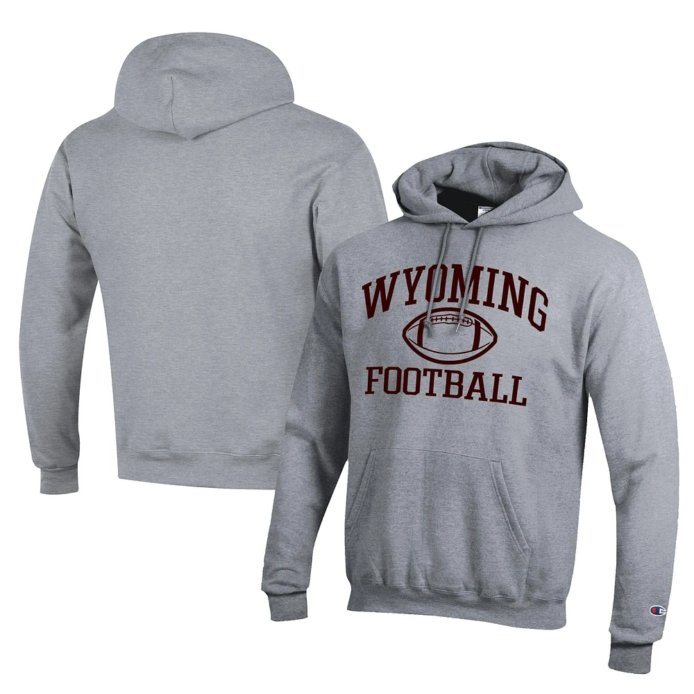 Men's Champion Gray Wyoming Cowboys Football Eco Powerblend Pullover Hoodie
