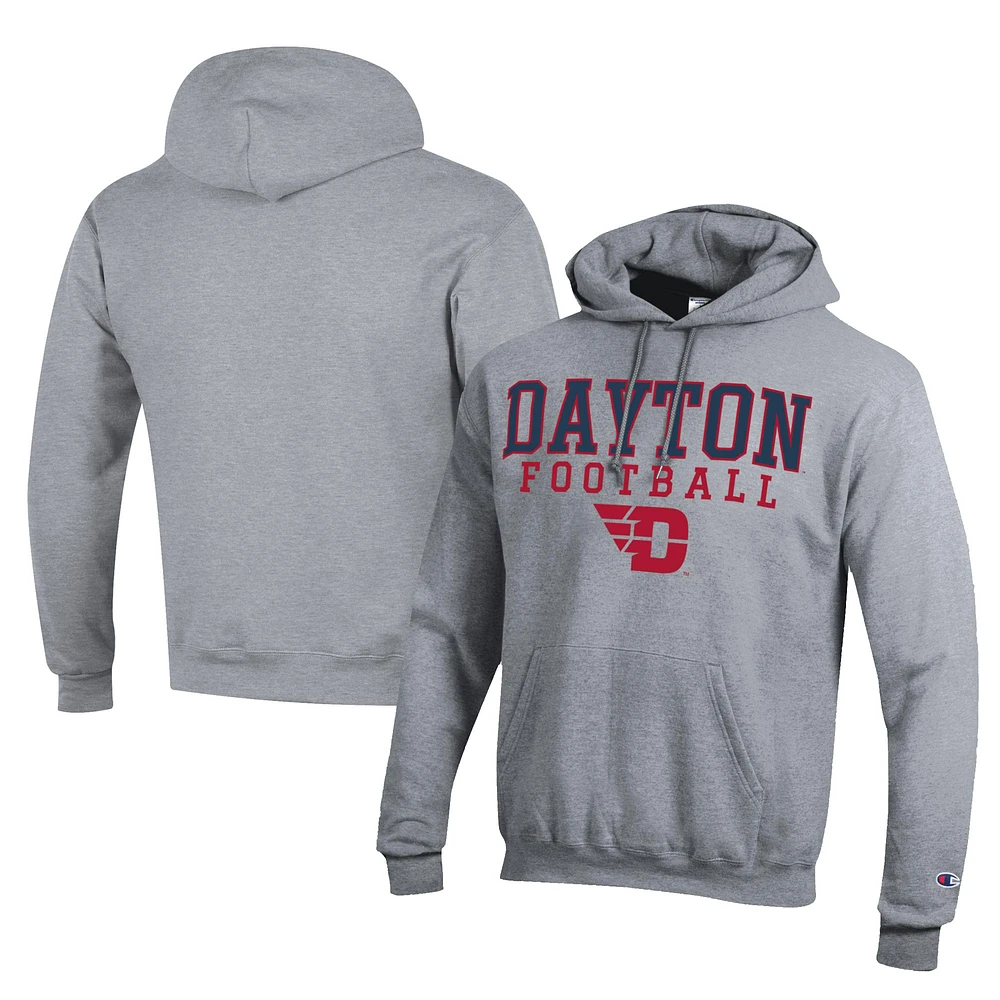 Men's Champion Gray Dayton Flyers Football Eco Powerblend Pullover Hoodie