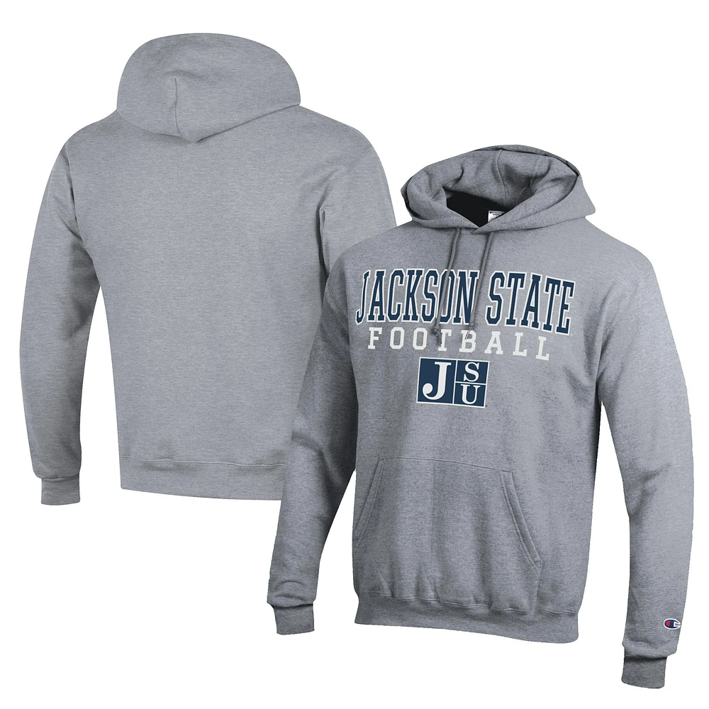 Men's Champion Gray Jackson State Tigers Football Eco Powerblend Pullover Hoodie
