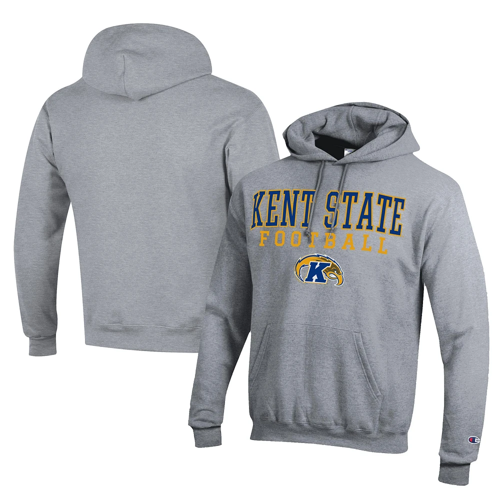 Men's Champion Gray Kent State Golden Flashes Football Eco Powerblend Pullover Hoodie