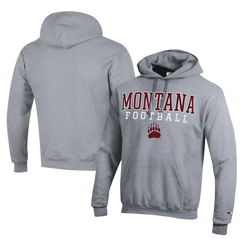 Men's Champion Gray Montana Grizzlies Football Eco Powerblend Pullover Hoodie