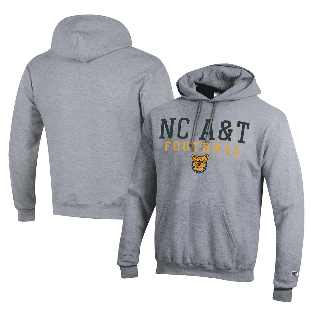 Men's Champion Gray North Carolina A&T Aggies Football Eco Powerblend Pullover Hoodie