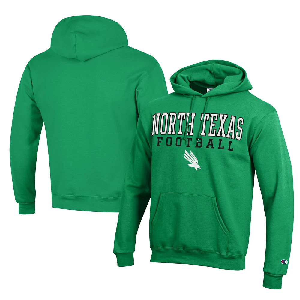 Men's Champion Kelly Green North Texas Mean Football Eco Powerblend Pullover Hoodie
