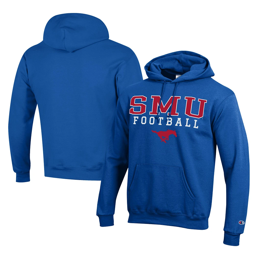 Men's Champion Royal SMU Mustangs Football Eco Powerblend Pullover Hoodie