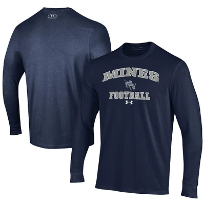 Men's Under Armour  Navy Colorado School of Mines Orediggers Football Performance Long Sleeve T-Shirt