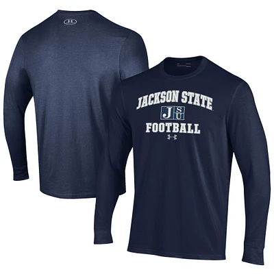 Men's Under Armour Navy Jackson State Tigers Football Performance Long Sleeve T-Shirt