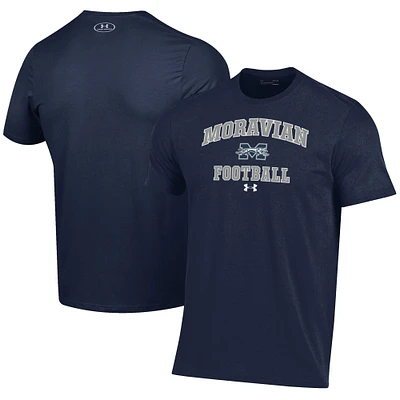 Men's Under Armour  Navy Moravian Greyhounds Football Performance T-Shirt