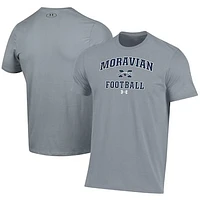 Men's Under Armour  Gray Moravian Greyhounds Football Performance T-Shirt