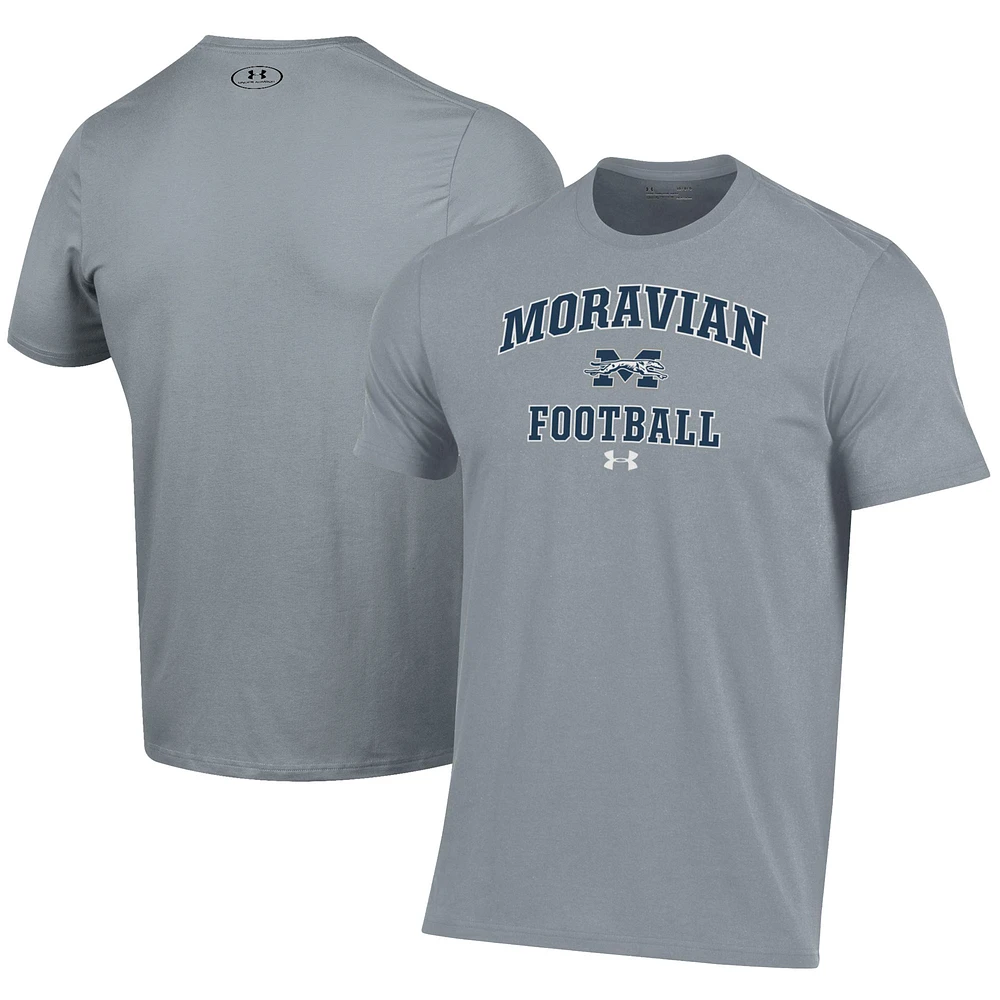 Men's Under Armour Gray Moravian Greyhounds Football Performance T-Shirt