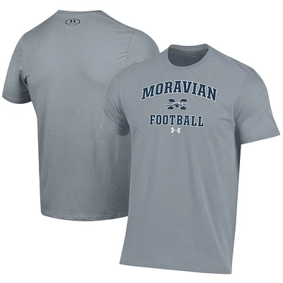 Men's Under Armour Gray Moravian Greyhounds Football Performance T-Shirt
