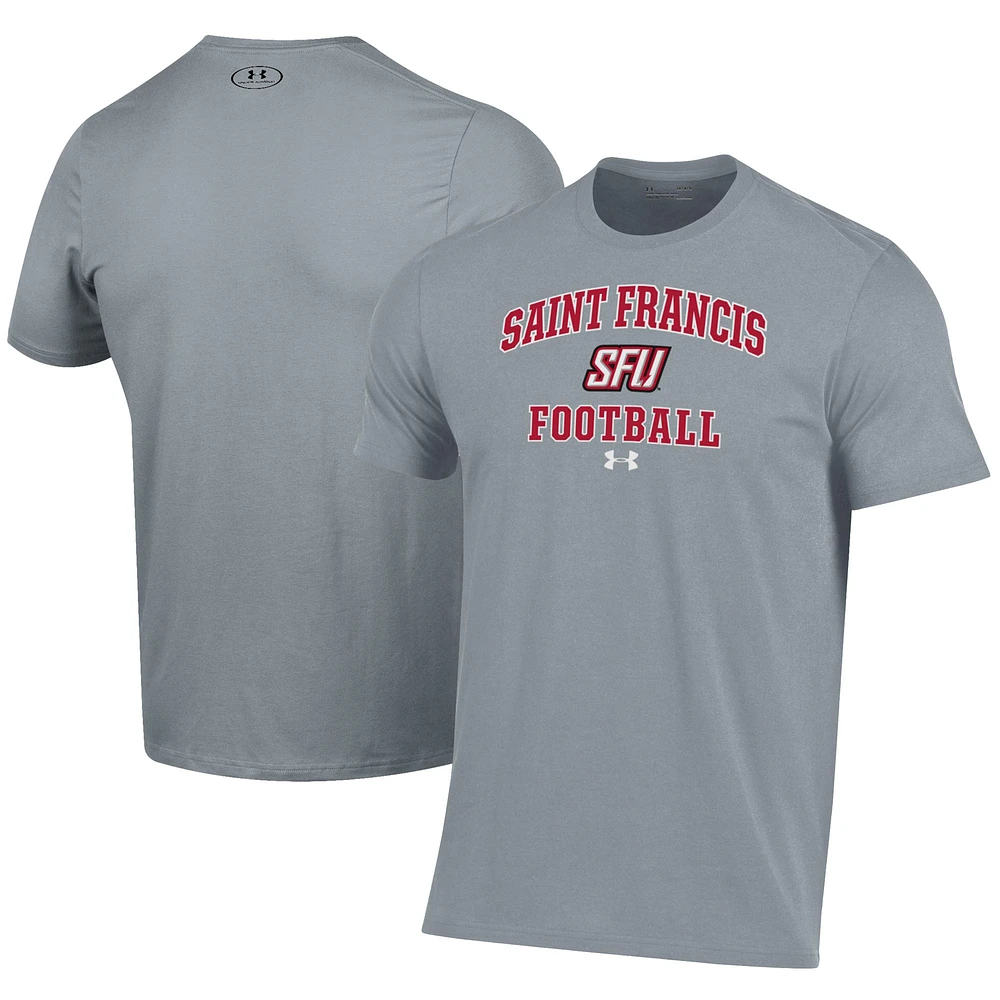 Men's Under Armour Gray Saint Francis Red Flash Football Performance T-Shirt