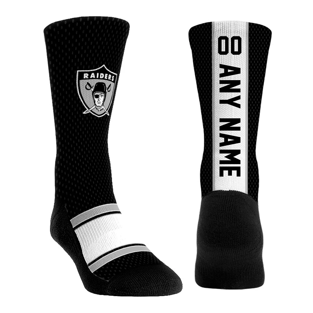 Youth Rock Em Socks Black Las Vegas Raiders Throwback Jersey Custom Crew Socks