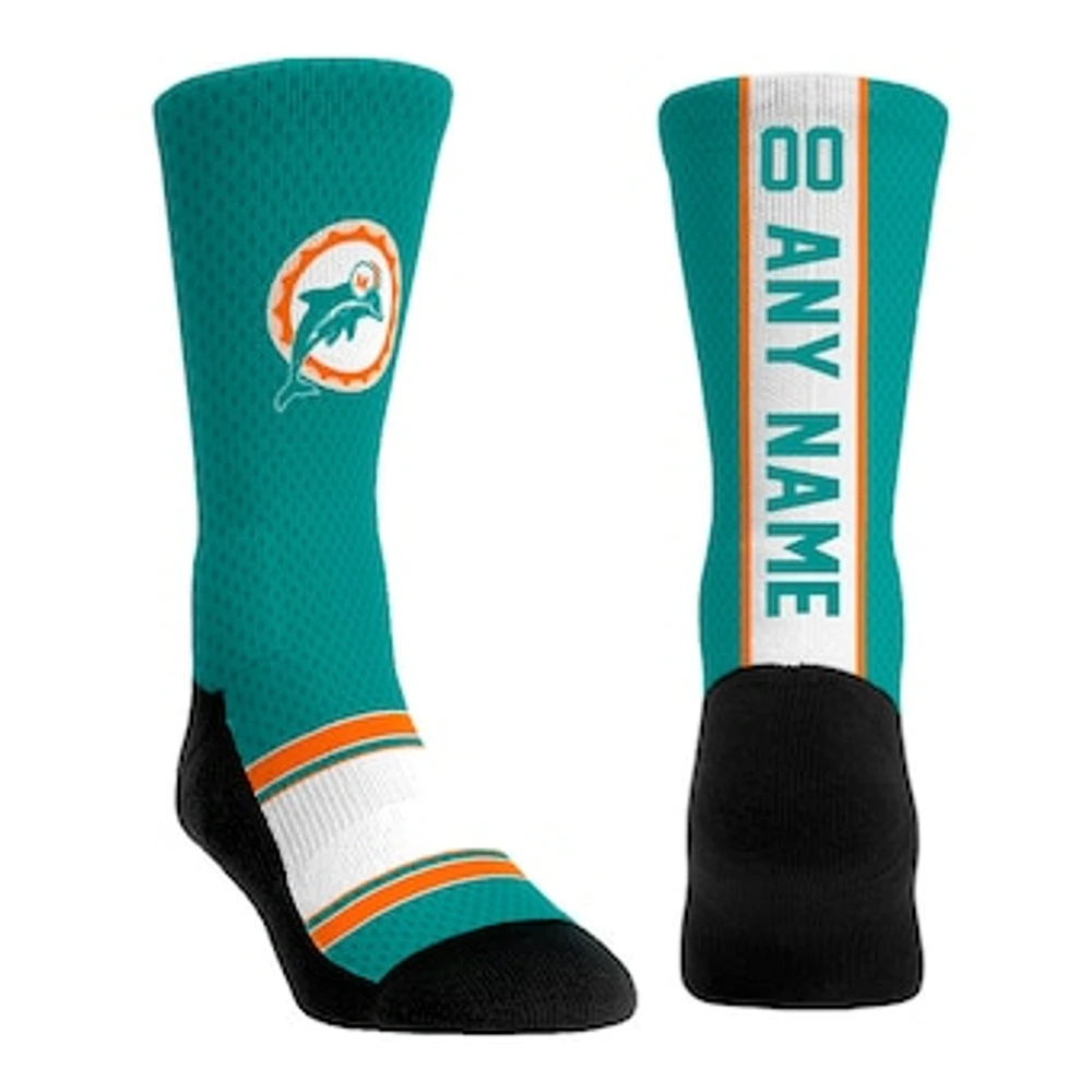Youth Rock Em Socks Aqua Miami Dolphins Throwback Jersey Custom Crew Socks