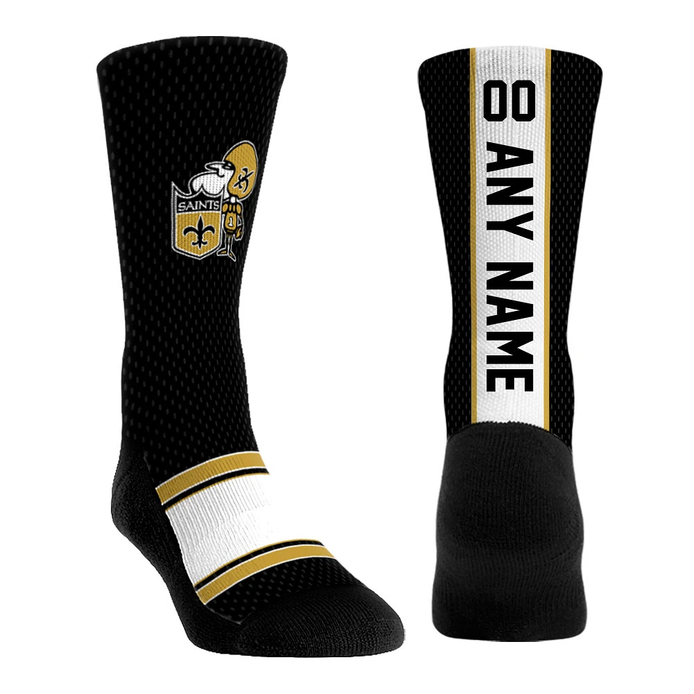 Youth Rock Em Socks Black New Orleans Saints Throwback Jersey Custom Crew Socks