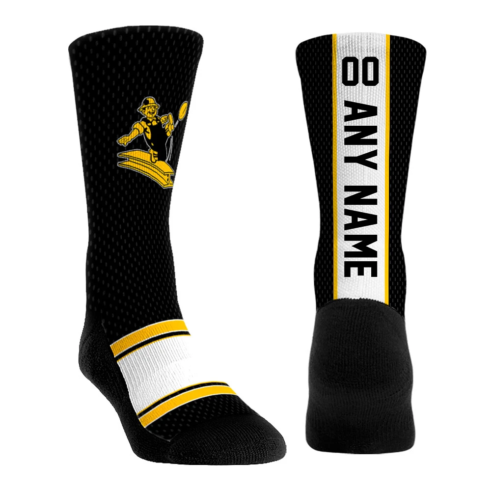 Youth Rock Em Socks Black Pittsburgh Steelers Throwback Jersey Custom Crew Socks