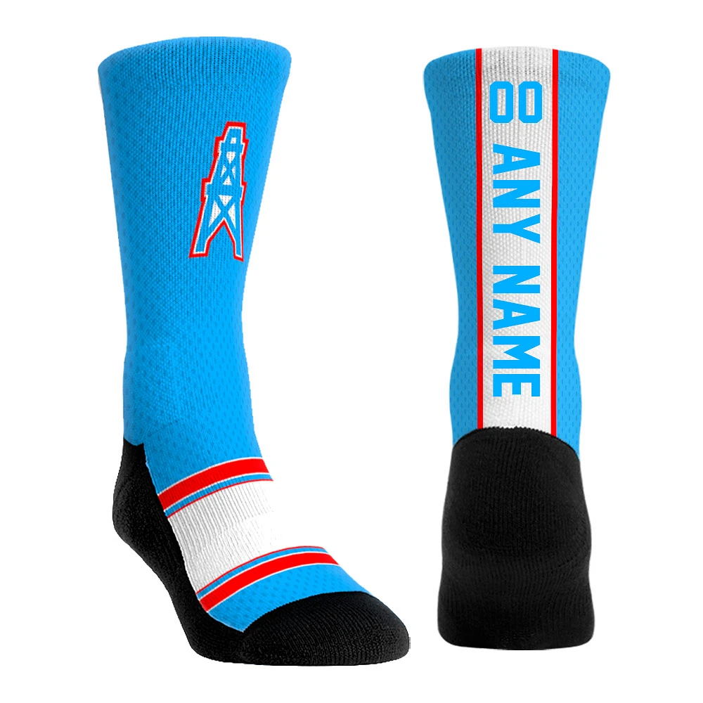 Youth Rock Em Socks Light Blue Houston Oilers Gridiron Classics Jersey Custom Crew Socks