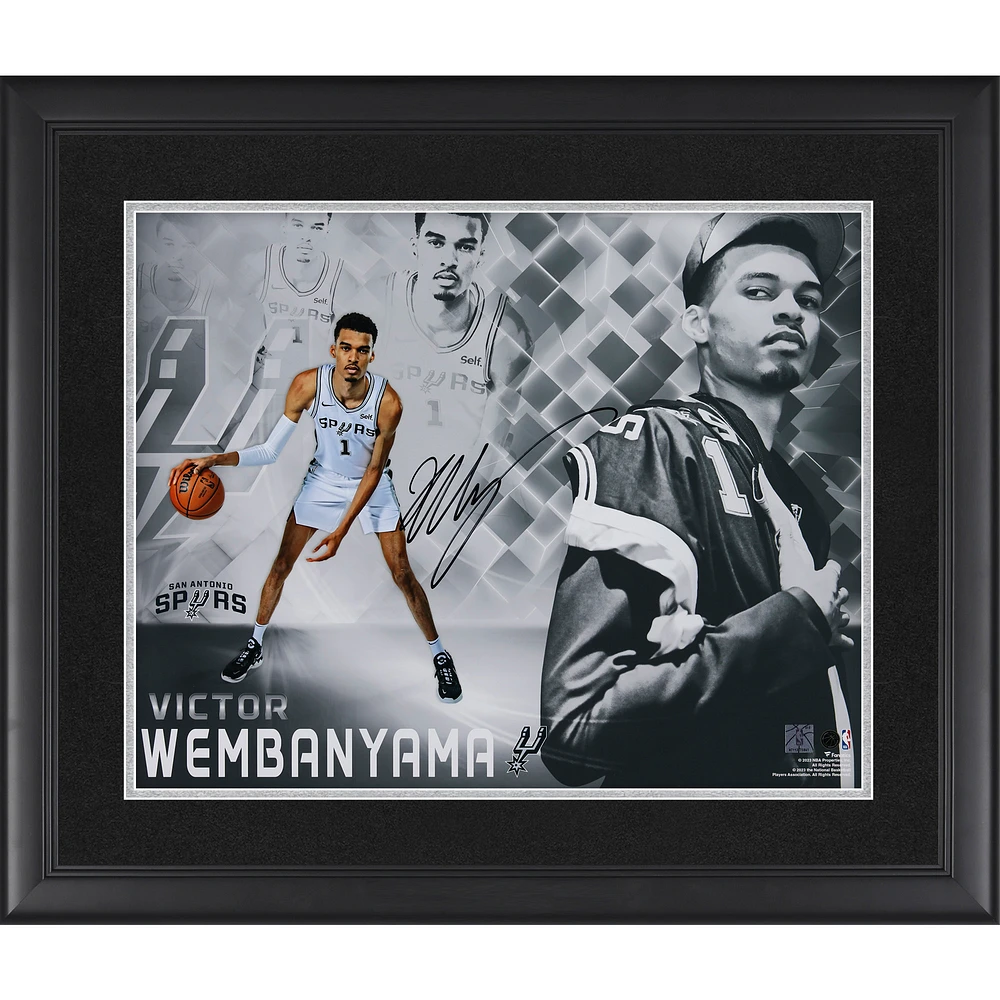 Victor Wembanyama San Antonio Spurs Autographed Framed 16" x 20" 2023 NBA Draft Collage Photograph