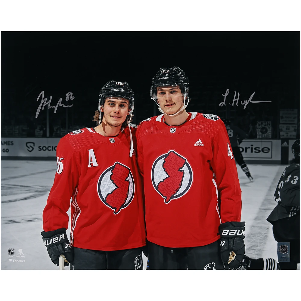 Jack Hughes and Luke Hughes New Jersey Devils Autographed 16" x 20" Dual Photograph