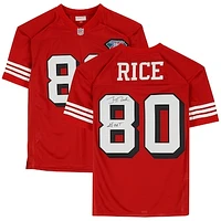 Jerry Rice San Francisco 49ers Autographed Red Mitchell & Ness Authentic Jersey with "GOAT" Inscription